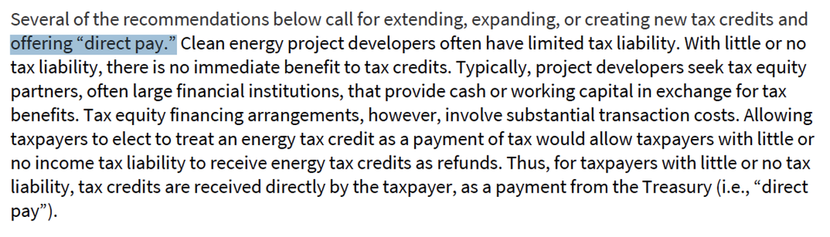 And in this, the plan is smart. As  @bradplumer pointed out, it recognizes our existing tools (ITC/PTC both tragically sunsetting!) are not moving us fast enough. Instead it proposes “direct pay” AKA “grants” AKA the “1603 program.” That would be huge!