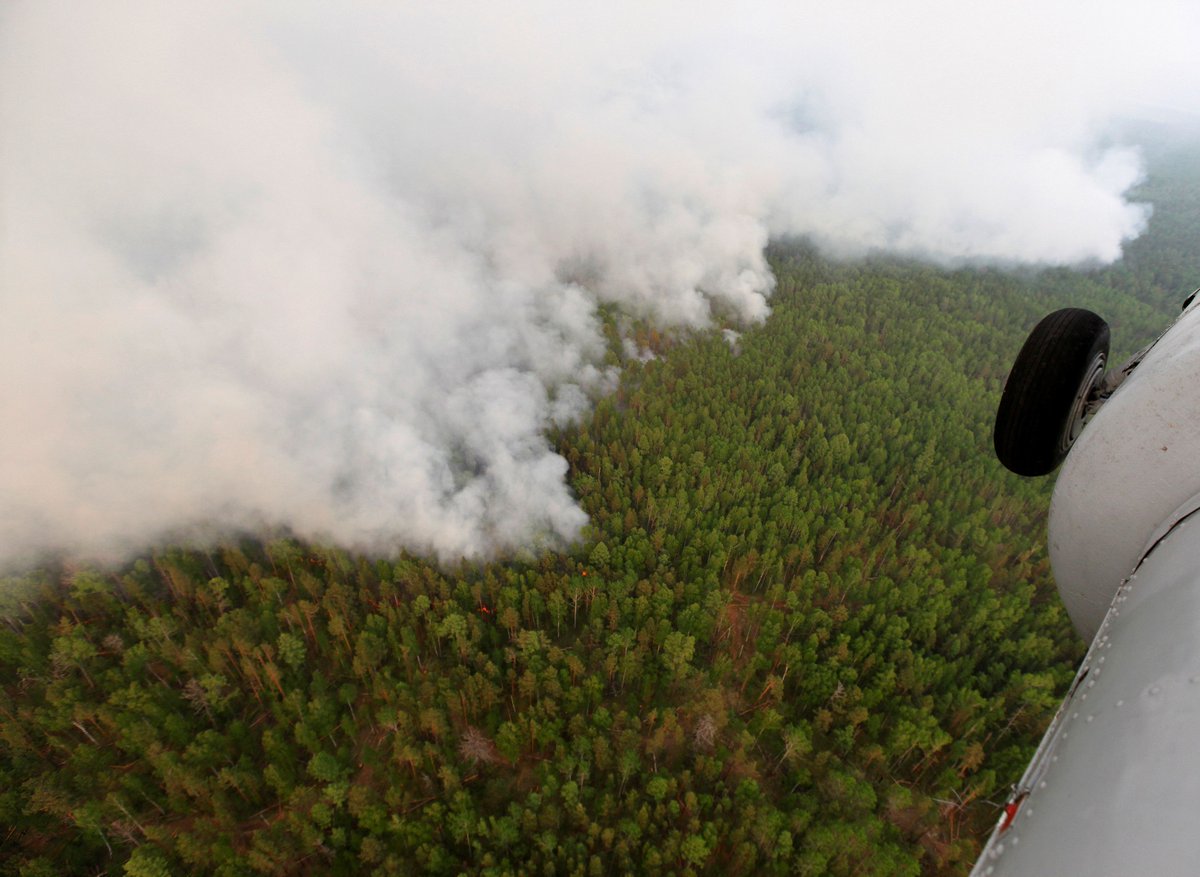 ajplus's tweet photo. Russia has confirmed that a town in Siberia registered its hottest temperature on record last week — 100.4°F.

Temperatures in Siberia are up 14°F this year compared to the average, with fires raging across 2.8M acres. Climate scientists warn "alarm bells should be ringing." https://t.co/wrqNav8pD5