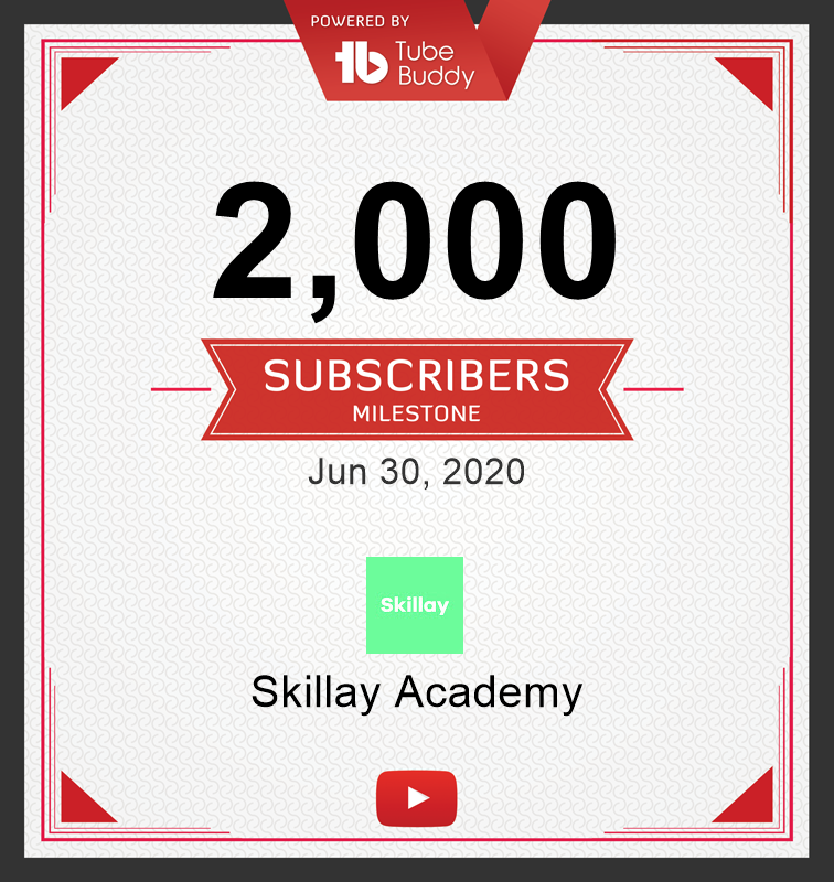 SkillayEd's tweet photo. Thank you to many of you for subscribing to my YouTube Channel.
My channel just reached 2,000 subscribers today and it is time to celebrate!
Thanks for your attention and have a wonderful month of July 2020! 
https://t.co/5fuPgrSwFz
#skillay #skillayacademy #youtube #tubebuddy https://t.co/aHiQ7KcFek