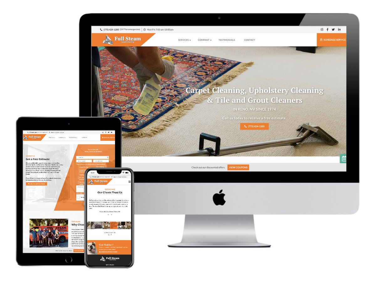 We recently launched the new Full Steam Carpet Cleaning (<a href="/fullsteamcarpet/">Steve Pandelidis</a>) website with an online appointment booking system! Check it out at fullsteamnv.com