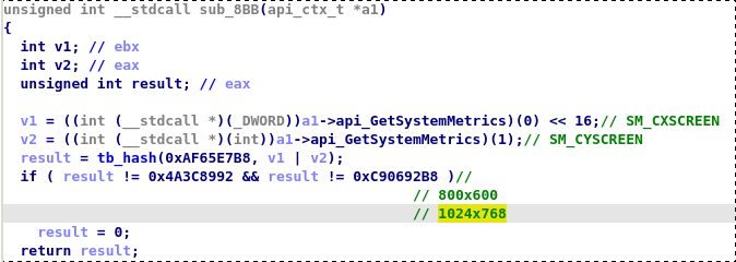 maciekkotowicz's tweet photo. Today's #Trickbot loaders with a screen resolution #antivm trick, if you have 800x600 or 1024x768 resolution - you are safe! ;]  cc @VK_Intel @James_inthe_box @JAMESWT_MHT  @abuse_ch https://t.co/mbGE5IwLH0