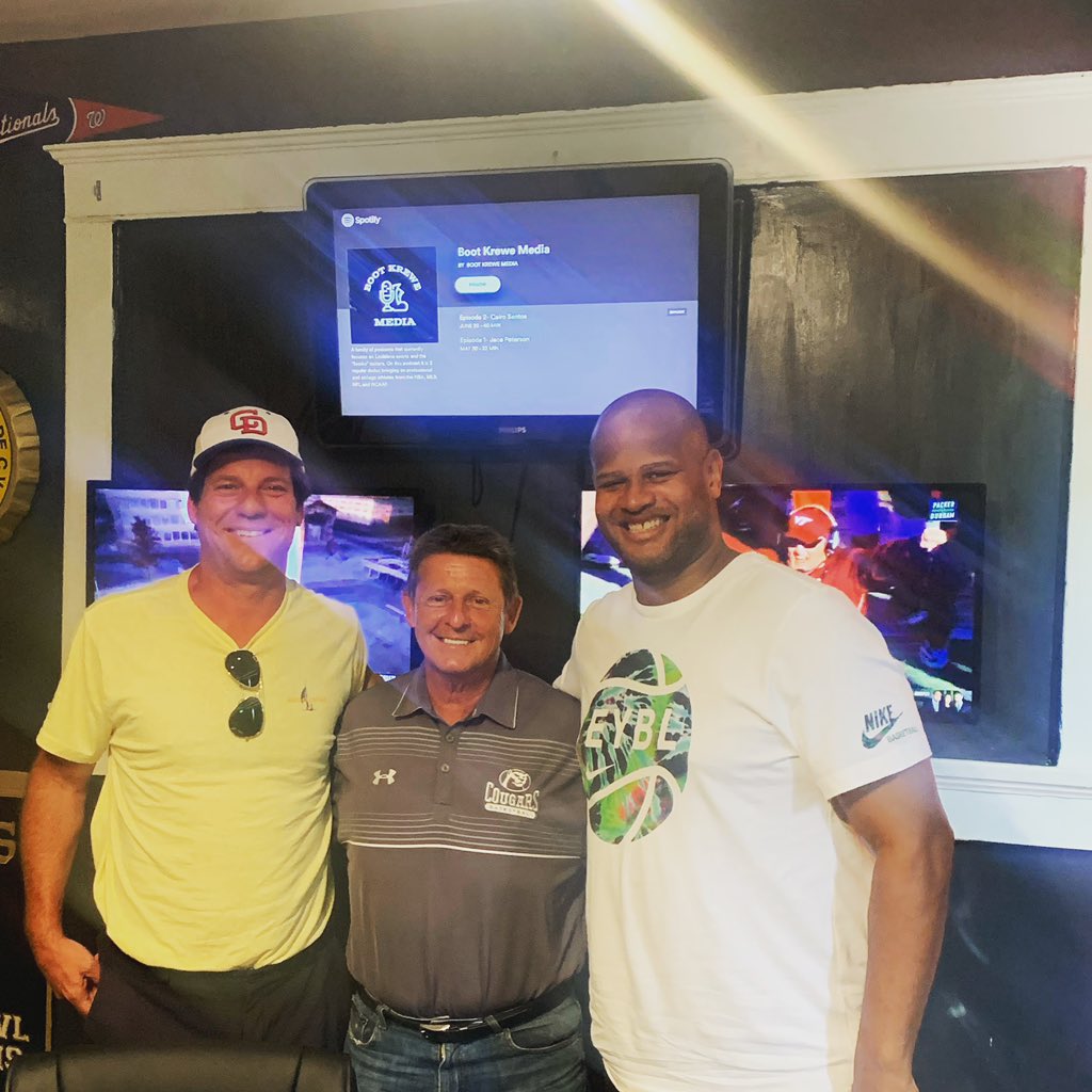 Boot Krewe Media (@bootkrewemedia) on Twitter photo 3 LEGENDS of Louisiana High School Basketball join the BKM pod today! The podcast will be released tomorrow under Boot Krewe Media which can be found on Spotify, ITunes or Google Music! #nola #basketball <a href="/RealCoachLiv/">Randy Livingston</a> <a href="/coachdbroussard/">Danny Broussard</a> <a href="/WGNOsports/">Ed Daniels</a> <a href="/kentrahan/">Ken Trahan</a> <a href="/CountryDaybball/">Metairie Park Country Day Boys Basketball</a> 3 LEGENDS of Louisiana High School Basketball join the BKM pod today! The podcast will be released tomorrow under Boot Krewe Media which can be found on Spotify, ITunes or Google Music! #nola #basketball <a href="/RealCoachLiv/">Randy Livingston</a> <a href="/coachdbroussard/">Danny Broussard</a> <a href="/WGNOsports/">Ed Daniels</a> <a href="/kentrahan/">Ken Trahan</a> <a href="/CountryDaybball/">Metairie Park Country Day Boys Basketball</a>