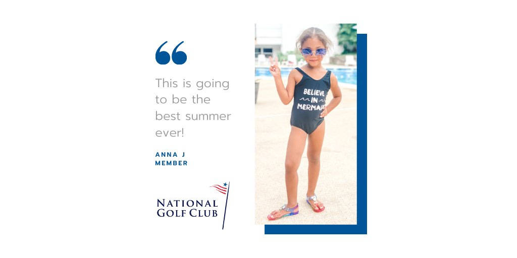 ngcusa's tweet image. "This is going to be the best summer EVER!" - Anna J, Member
Join us this summer with a SUMMER SWIM membership! Visit us at nationalgolfclubusa.com/swimming-pool to learn more about our membership rates and programs.
#ngc #ngcusa #nationalgolfclub #bestsummerever