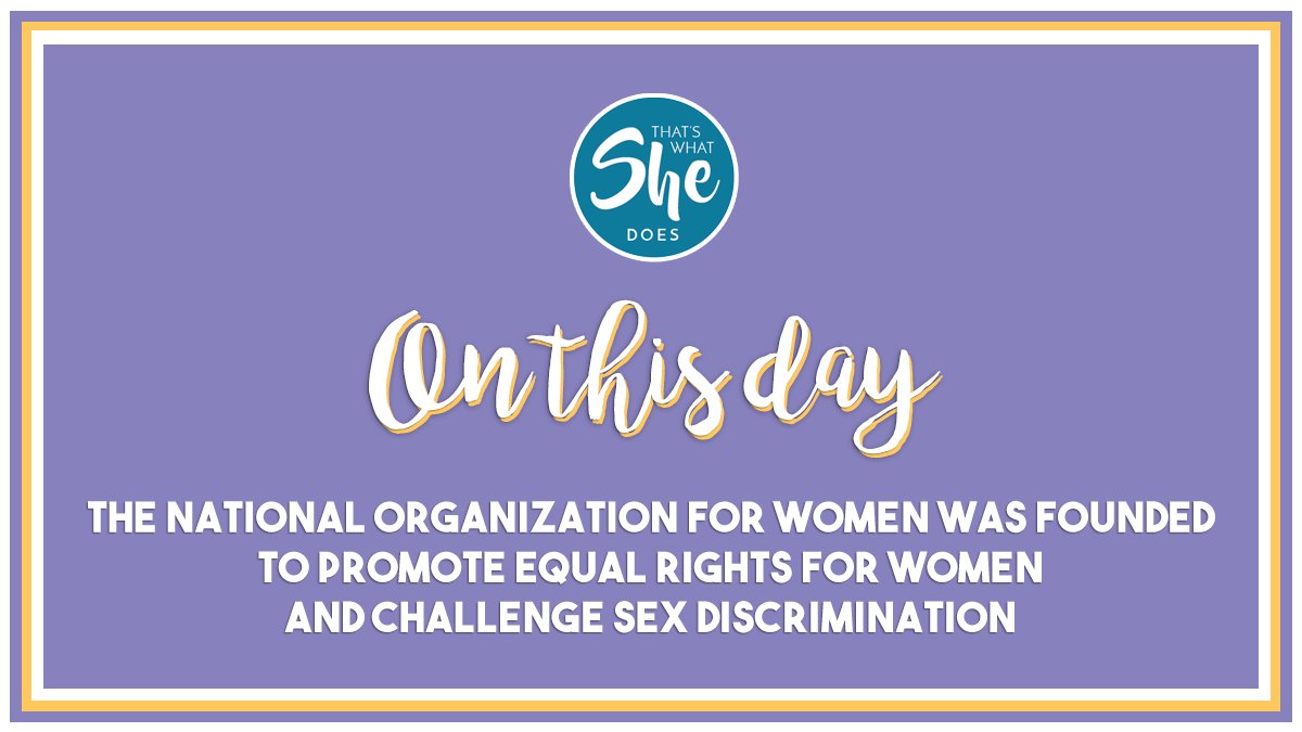 twsdnow's tweet photo. On this day in 1966, @NationalNOW was established by a group of activists who pledged to put an end to sex discrimination and advocate for women's rights.
#NationalOrganizationForWomenDay #NOWDay https://t.co/vtMGZxvWiU