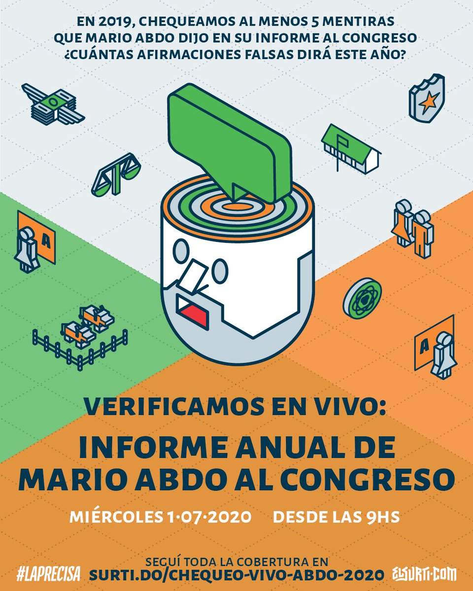 eslaprecisa's tweet photo. ✨Mañana 1 de Julio desde las 9 horas✨ Mario Abdo da su informe anual de gestión al Congreso. 

🔍Y vamos a chequear lo que dice en vivo.

En 2019 verificamos que dijo al menos 5️⃣ afirmaciones falsas 🤥. ¿Cuántas dirá este año? 🧐 #ChequeoEnVivo #ChequeoMarito https://t.co/F7YG1a0pxG
