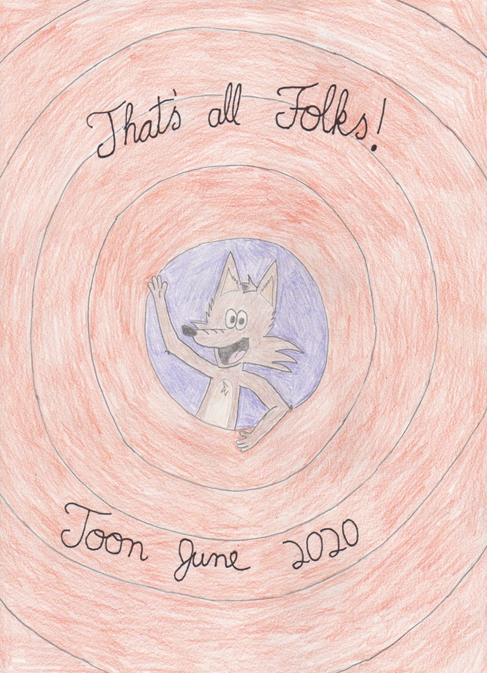 RockyTheCoyote's tweet photo. Day 30 of #ToonJune2020: That's all, folks!
I set a rather modest goal of doing five prompts, and I ended up doing seven. Plus, I FINALLY have a fursona to show for it! https://t.co/ObQtS7QvON