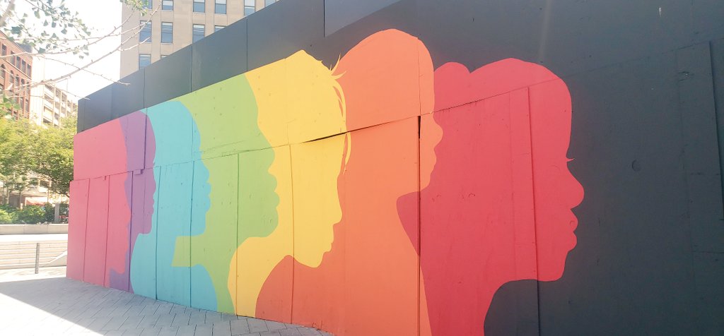 TVNewsLady's tweet photo. All the colors of the rainbow. 
Thank you @GlenInfante for this art.
#Pride #voicesofcle #thisiscle #publicart https://t.co/MKG240M1XO