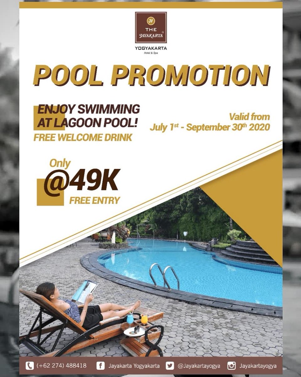 JayakartaYogya's tweet photo. Happy Wednesday! Don't forget to get chill and relax at our lagoon pool and get some benefits! Info: LIA (081325621047) RSVP (0274488418) #pool #poolside #pooljogja #poolhotel #poolsidevibes #jayakartajogja #jayakartahotel #wonderfuljogja #visitjogja #explorejogja #poolside #info https://t.co/O23IPgJJG7