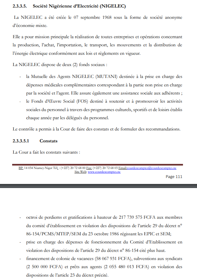 AdamAbdouHassa1's tweet photo. Le rapport 2020 de la Cour des comptes du Niger sur les années 2017, 2018 et 2019 s'avère très enrichissant sur le train de vie illégale de certaines institutions. #INESI https://t.co/2WeusW9TCw