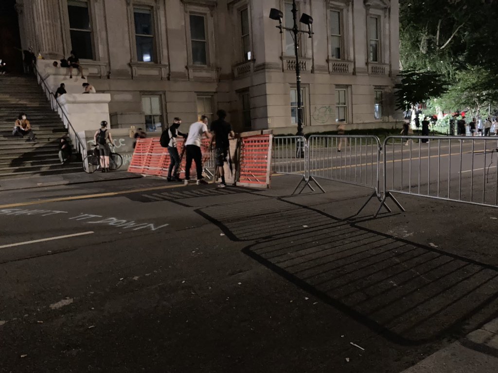 NYC CHAZ occupiers have used the construction materials to block off multiple roads near city hall.