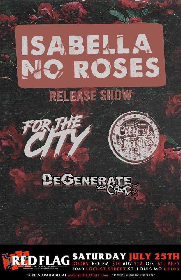 City_of_Parks's tweet photo. 🚨SHOW ANNOUNCEMENT🚨
We’re excited to announce that we will be supporting our favorite dudes in @weareisabella on 7/25 at Red Flag to celebrate the release of their new EP, NO ROSES! And with @ForTheCityBand and DeGenerate on the bill too? So many homies, it’s gonna be a party! https://t.co/Rnueh5mdib
