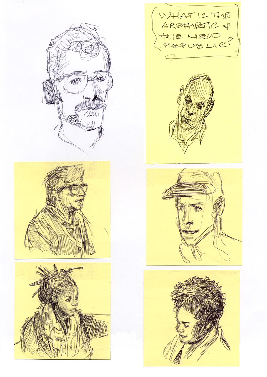  #TheForceAwakens co-production designer Darren Gilford, co-writer  @michaeldbarndt, co-production designer Rick Carter, director of development Rayne Roberts, and former VP of development Kiri Hart, from designer Iain McCaig’s early-2013  #StarWars sketchbook. More to come...4/7