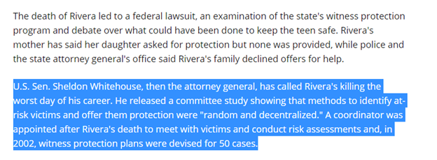 Jennifer's mother later sued the State of RI for failing to protect her daughter despite numerous pleas for help. Sheldon and his associates claimed that Rivera never really asked for protection (gimme a f*cking break,) and the case was dismissed.7/10