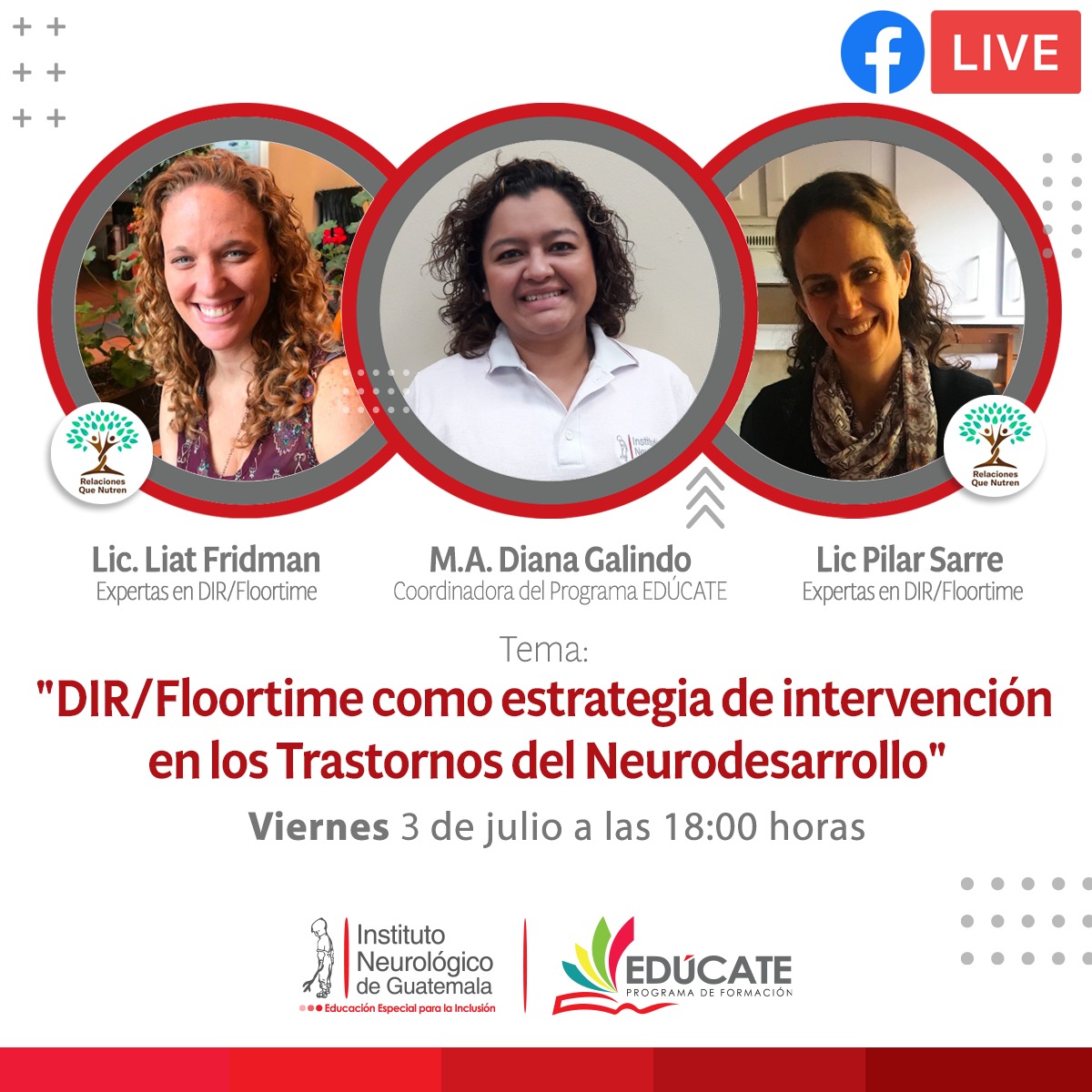 #ElAprendizajeNoSeDetiene les esperamos en nuestro #EDÚCATELive del #3Julio con el tema "DIR/Floortime como estrategia de intervención en los trastornos del neurodesarrollo", nos acompañan dos expertas; Pilar Sarre y Liat Fridman de 🇲🇽
Evento gratuito en: bit.ly/3dLawVS