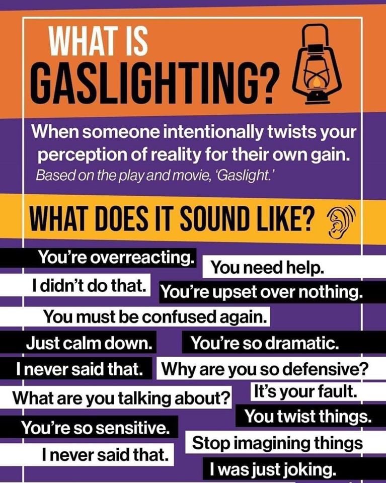 flyfreeeee's tweet photo. Actually, I was just explaining to my sister what gaslighting is, so I’ve got a whole bunch of graphics still saved on my phone, lemme whip ‘em out... #SignsOfGaslighting https://t.co/miCCXCiJCr