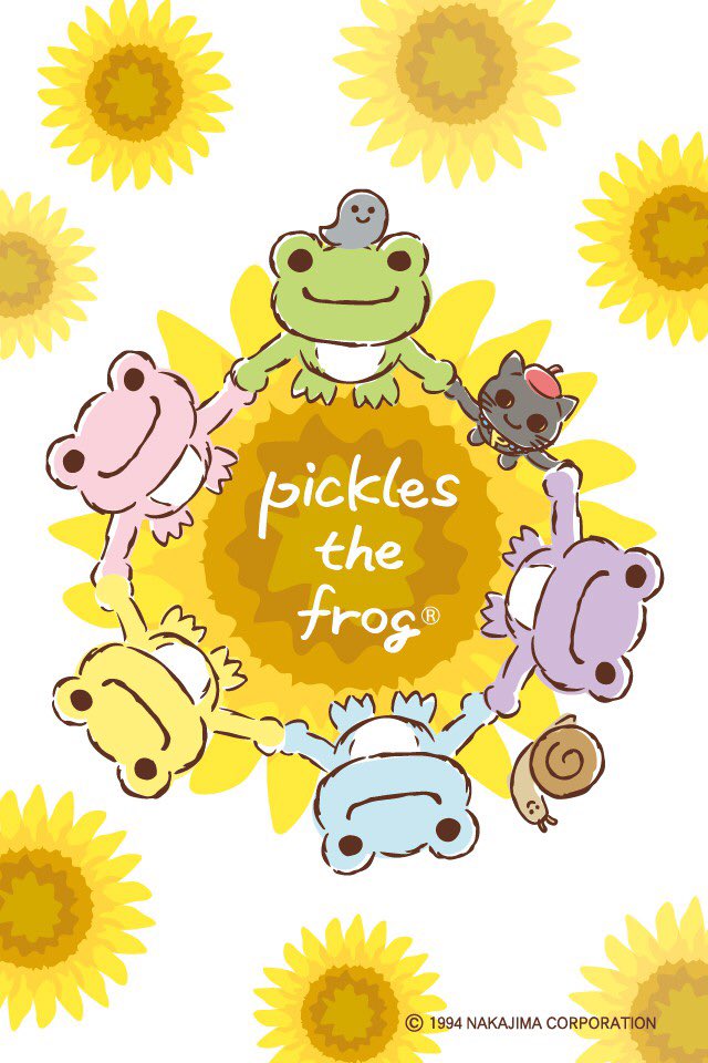 Pickles The Frog かえるのピクルス Hpダウンロード更新しました かえるのピクルス Picklesthefrog 7月 ひまわり 萌蛙匹克 ７月の壁紙は手をつないで輪になるピクルスたちです ひまわりみたいなニコニコ笑顔 スマートフォン用壁紙も