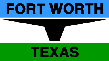  The next iteration of Forth Worth's flag (left) in 1968 was questionable but a vast improvement. The current version (right) makes a good case for MOST IMPROVED FLAG. They have to include "Fort Worth" on it otherwise it just looks like the UT logo