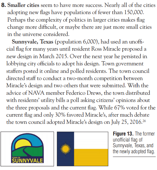  The MOST IMPROVED FLAG in TX goes to Sunnyvale. One resident through tireless work got their new design put to a popular vote (via utility bill)The votes came in OVERWHELMINGLY for the old design.... but the people were OVERRULED!