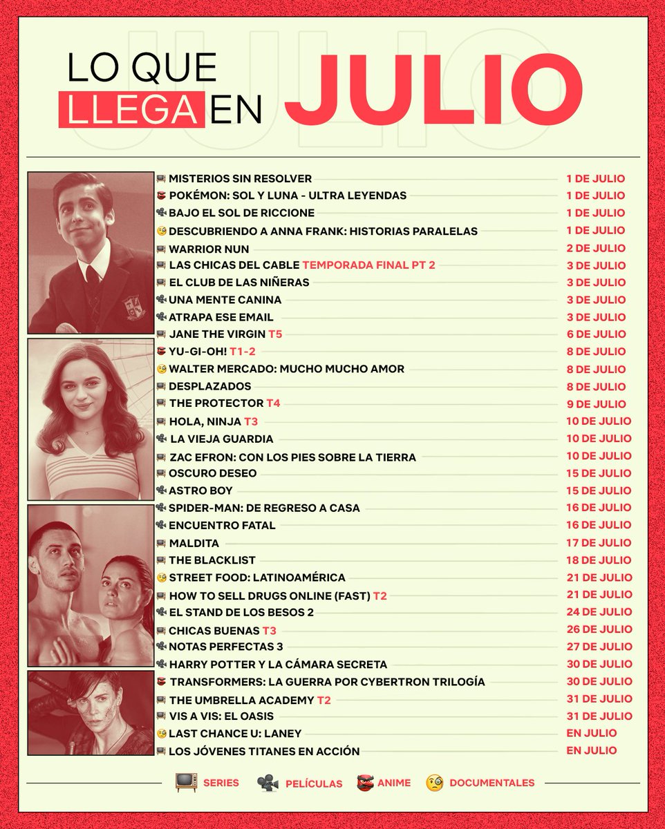 NetflixLAT's tweet image. Esto es lo que llega en julio y yo estoy así: 🍿😍🙃🔥🍿