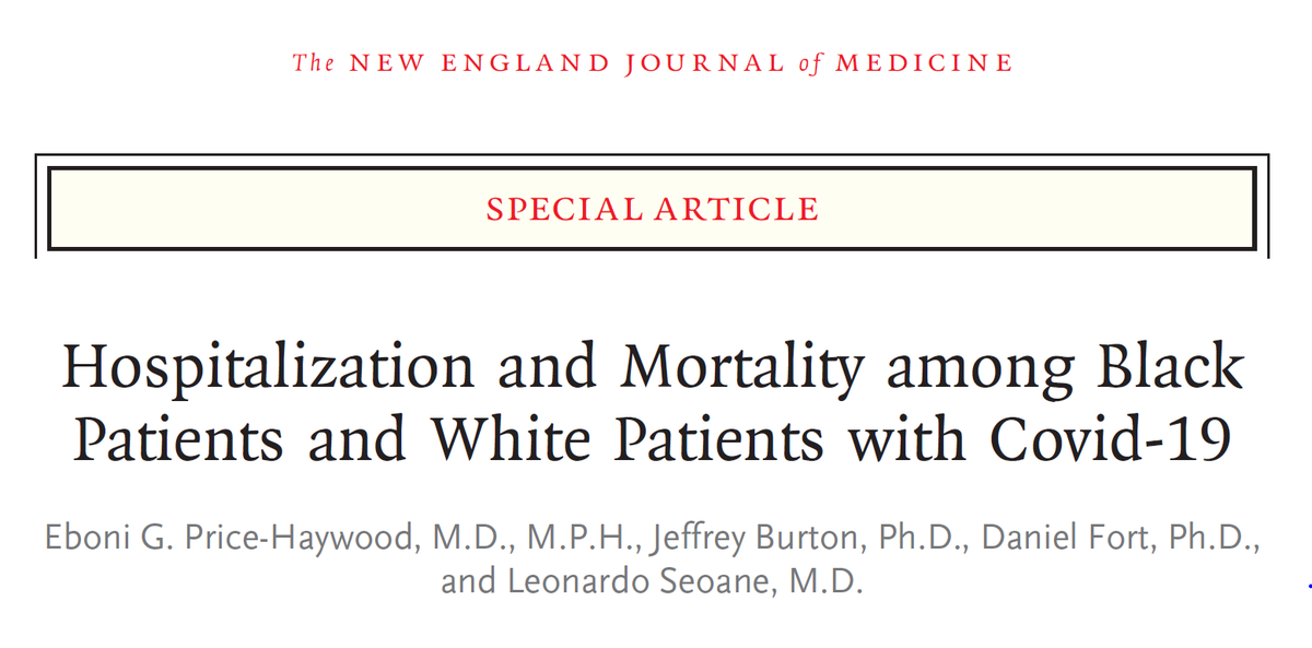 rbganatra's tweet photo. 1/
If we knew nothing about systemic racism in the US, would we still find evidence of it in the impact of #COVID19 #SARSCoV2 on Black Americans? Let’s take a look.
Here’s #HowIReadThisPaper on the @NEJM special article by Price-Haywood et al:
https://t.co/d1e3mCFinx
(Thread) https://t.co/hED28mqHtv