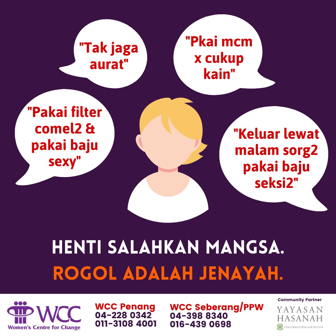 WCCPenang's tweet photo. #WCCWednesday
Ini adalah antara komen-komen yang mengizinkan rogol. Ingat! ROGOL ADALAH JENAYAH. BERHENTI SALAHKAN MANGSA. https://t.co/nVgcNFzMiH