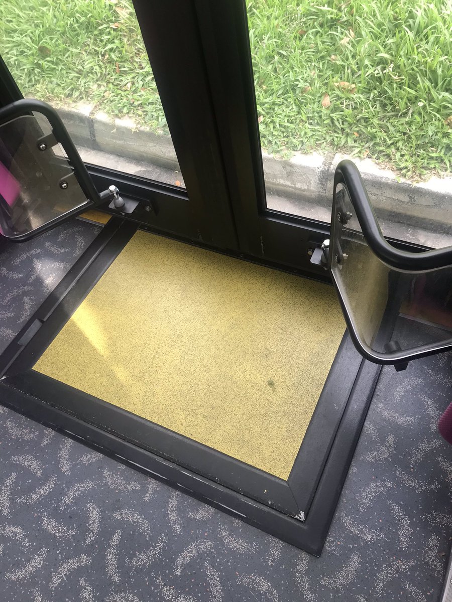 Bus doors have ramp access, which the driver comes down to fold/unfold. Floor height also adjustable to lower the height for easier access.