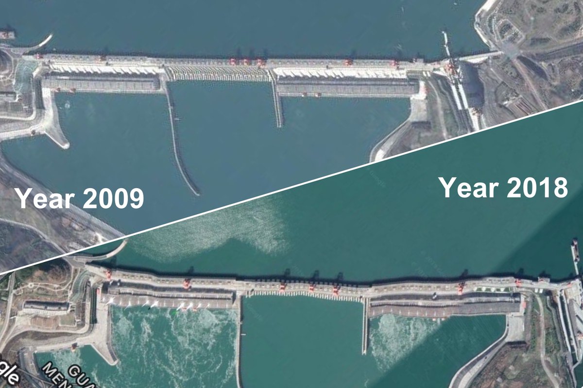 Based on the warping in the satellite images,Chinese-German hydraulic engineer Wang Weiluo, who has studied the Three Gorges Dam for years,predicted that the dam would not last more than half a century from its construction. Someday in the future, the Three Gorges Dam will break.