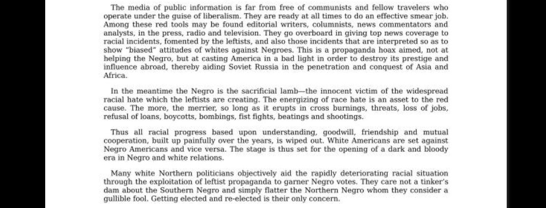 "This is a propaganda hoax aimed, not at helping the (Negro), but at casting America in a bad light…thereby aiding Soviet Russia in the penetration and conquest of Asia and Africa."