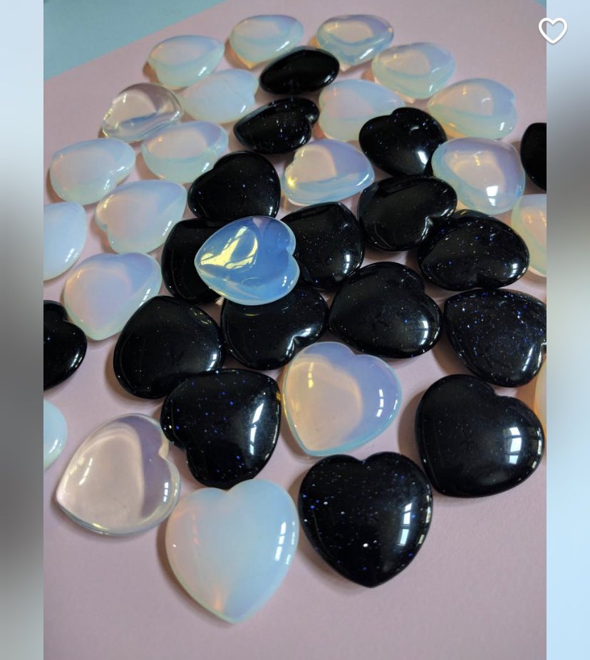 opalite and blue goldstone hearts