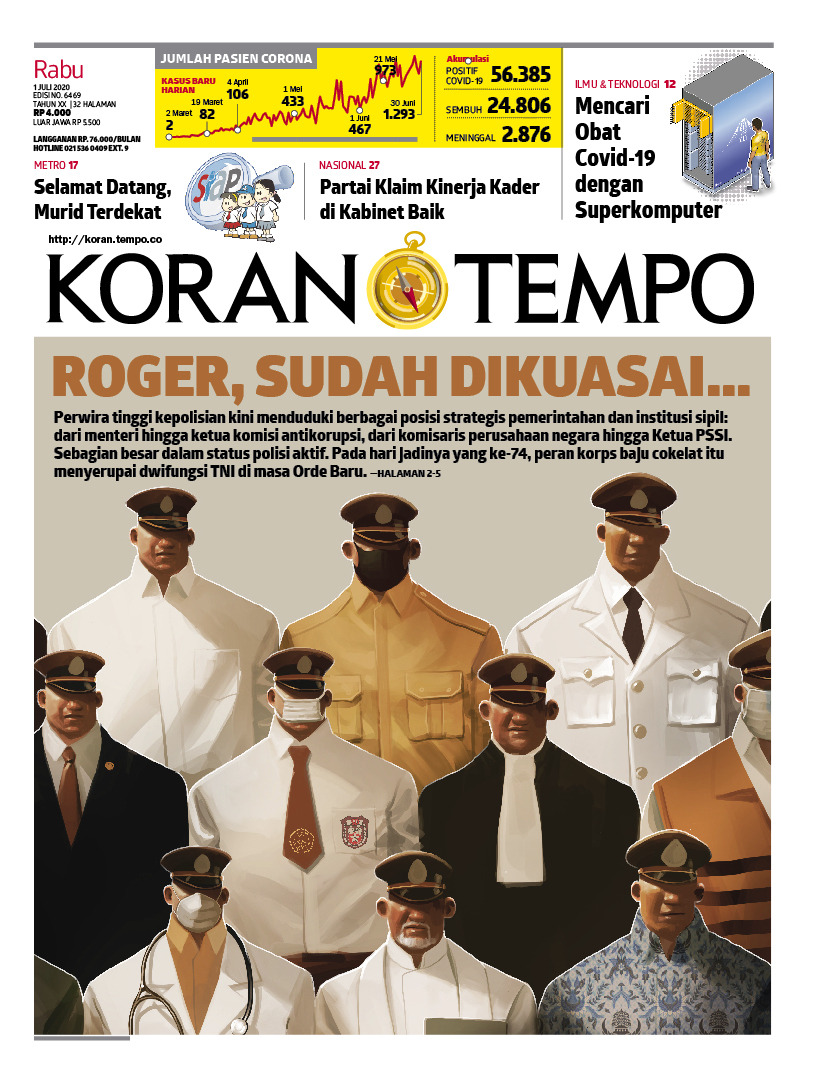 Perwira tinggi kepolisian kini menduduki berbagai posisi strategis pemerintahan dan institusi sipil, sebagian besar dalam status polisi aktif. 

Pada hari jadinya yang ke-74, peran korps baju cokelat itu menyerupai dwifungsi TNI di masa Orde Baru.
bit.ly/3ghrBbI