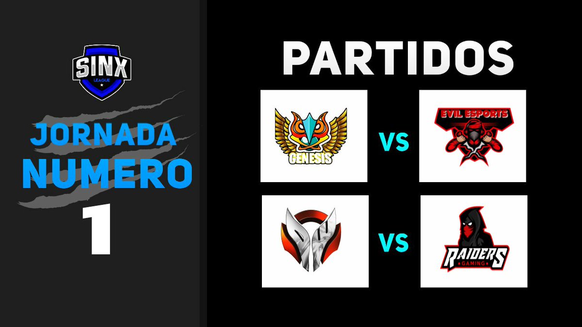 #J1 | GRUPO A

Partimos la jornada con estos interesantes enfrentamientos.

4 equipos, solo 2 ganadores.

⚔ <a href="/Genesis_LATAM/">GENESIS LATAM</a> vs <a href="/EvilEsportsBo/">Evil eSports (desde 🏡)</a> 

⚔ <a href="/DarkWarriorsBS/">Dark Warriors BS</a> vs @RaidersGamingGG 

Esto se pondrá bueno 🔥