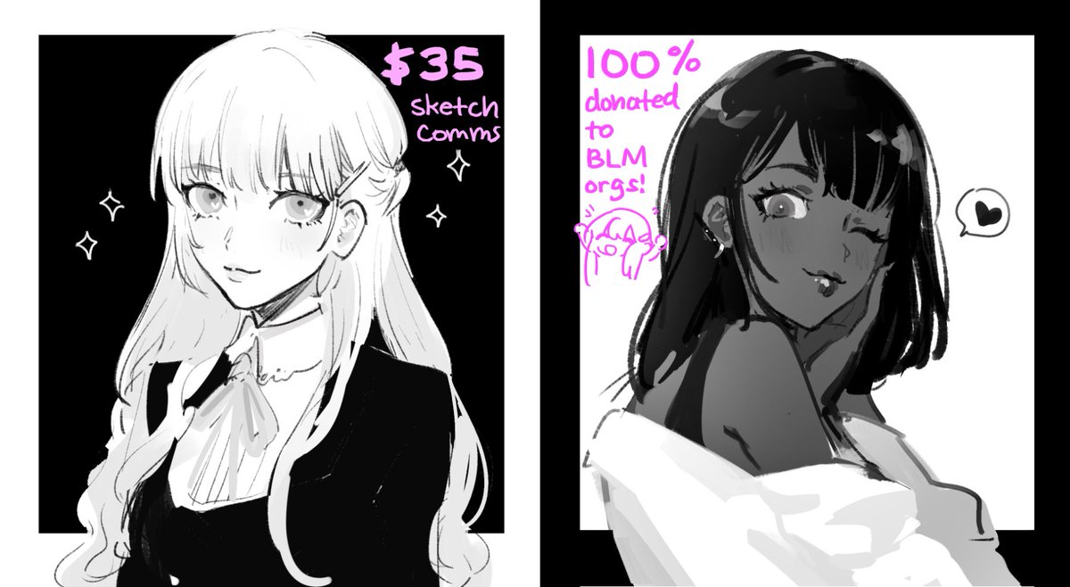 Wanted to do this earlier but better late than never!! Taking some bust sketch commissions, 100% of profits will be donated to BLM organizations! DM me if interested☺️ 