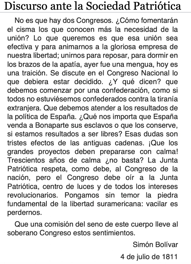 dcabellor's tweet photo. A 209 años del discurso del Padre Bolívar desde la Sociedad Patriótica,  con el joven Bolívar gritando al mundo nuestra libertad, te invitamos a tu programa @ConElMazoDando. Nosotros Venceremos!! https://t.co/866D795SJY