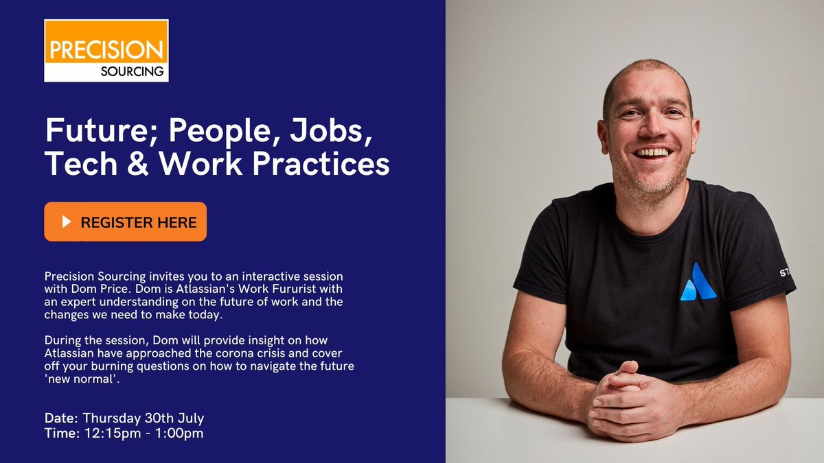 Precision Sourcing Australia is excited to announce our upcoming interactive session with Dominic Price!! Work Futurist Dom will answer all you questions on future, people, jobs, tech and work practices.  Learn more about the event and register here buff.ly/31Ba363