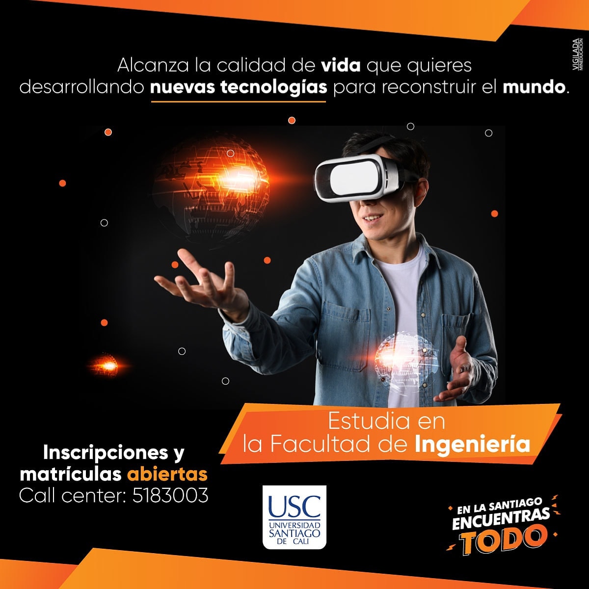 CWMasNoticias's tweet photo. ¡Matricúlate ya en la Santiago! Estudia en la universidad privada más grande del suroccidente colombiano, dotada de la mejor tecnología e infraestructura. Tenemos excelencia académica y la matrícula más económica. #SúperUSC #CaliCo #USCcali
https://t.co/CsbZiyqgHu https://t.co/ds5rXA3tzc