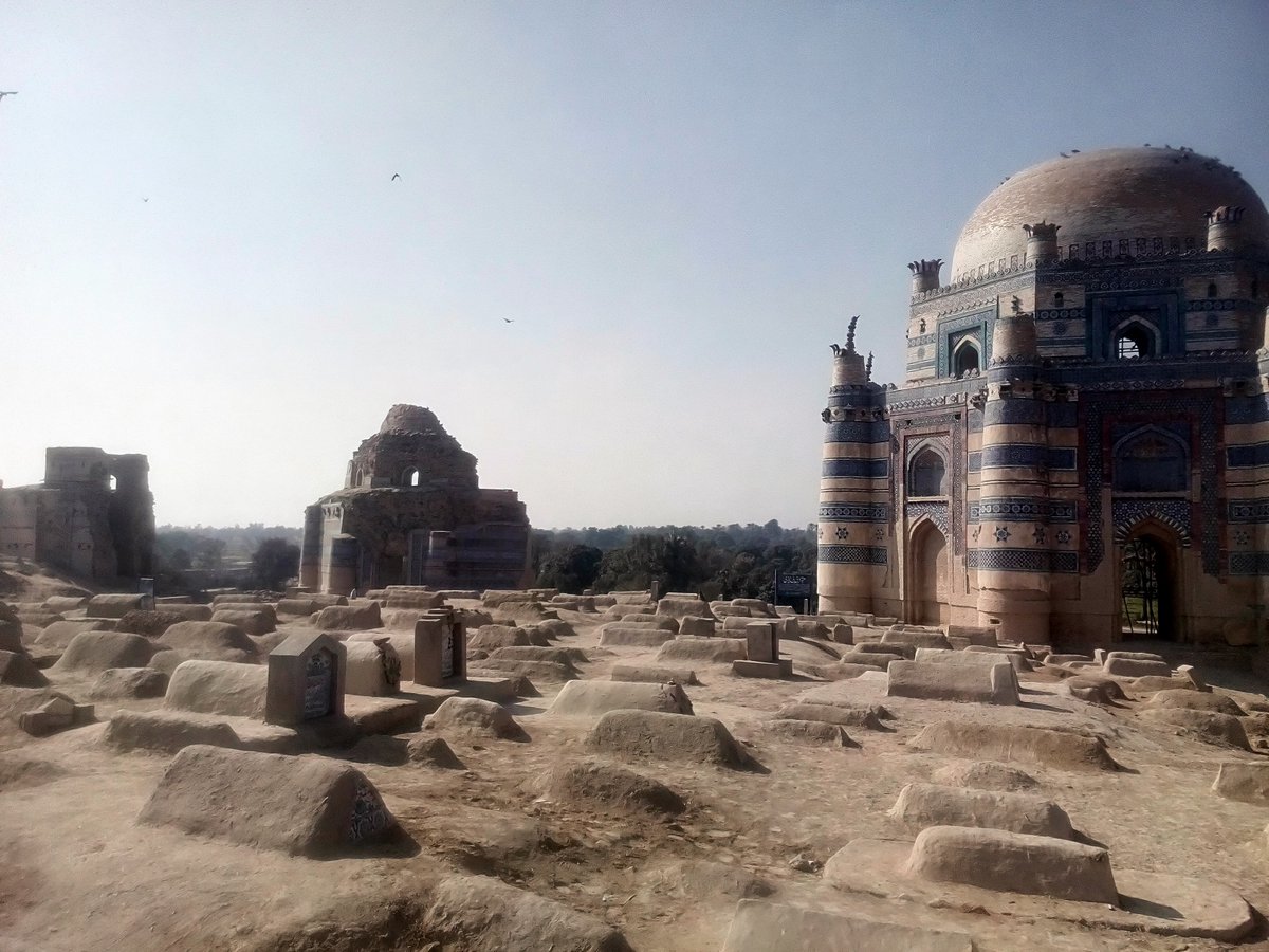 The Tourist Face of UchBibi Jawindi___This is the face of Uch Sharif to have decorated postcards, corporate calendars and booksIn the north-west corner of Uch, the fired brick domed tombs stand in an old burial ground dotted with humble graves plastered with clay