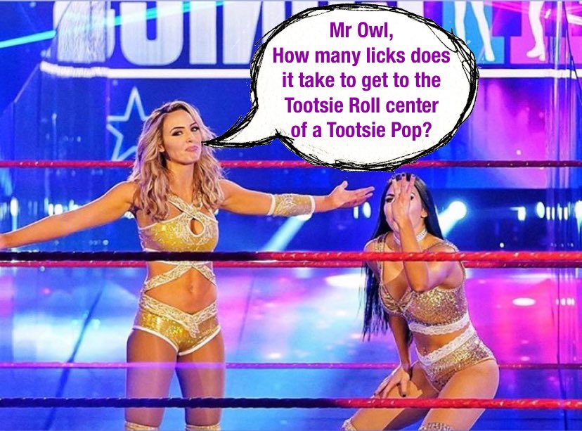 TheIIconicsWWE's tweet photo. “The world may never know” 

@BillieKayWWE @PeytonRoyceWWE @TootsieRoll #IIconics https://t.co/sfyXnwVHvY