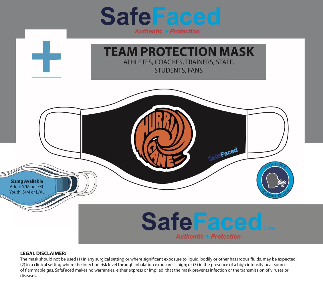 SafeFaced's tweet photo. The Canes are HERE! Coach Scott Killen & Wilmington Football are partnering with SafeFaced! Way to lead Coach! π· #GetSafeFaced #safefaced #hurricanes #wilmington #staysafe #iwantaseason https://t.co/qrGu9zQu4Z