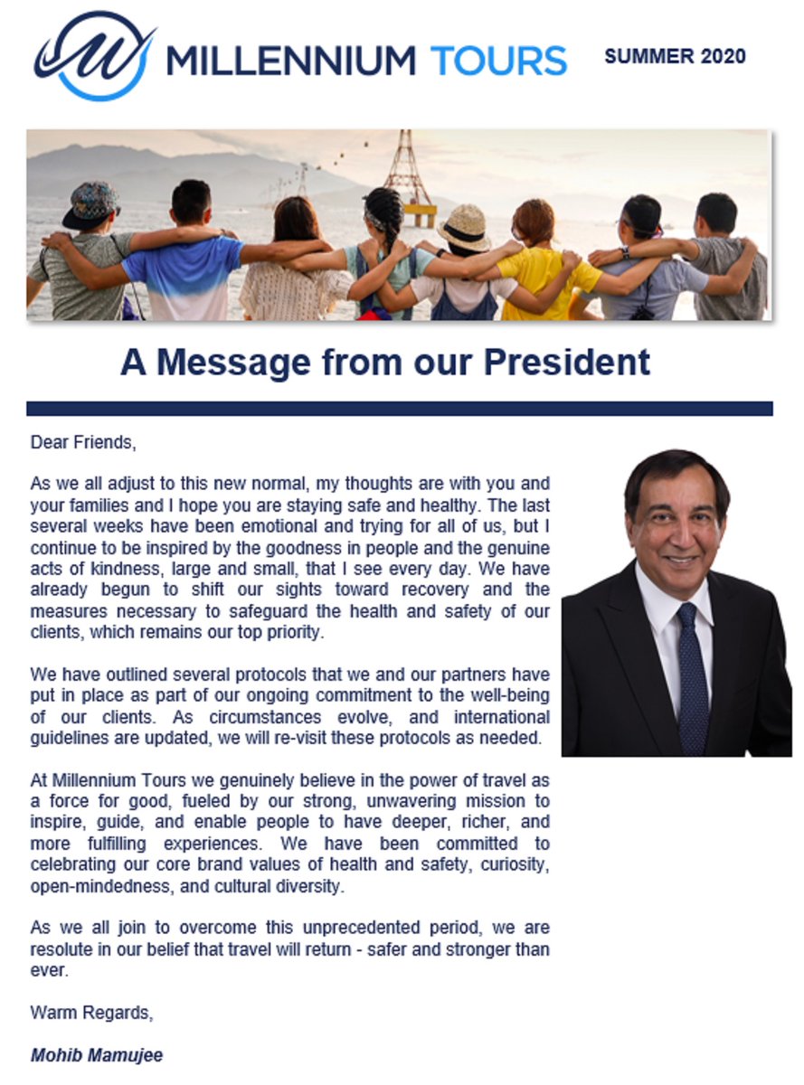 MLToursGlobal's tweet photo. An update from our President on our NEW flexible booking policy and updated Health &amp; Safety protocols: https://t.co/0PQr1ScK9z https://t.co/YZ8u2GjuzK