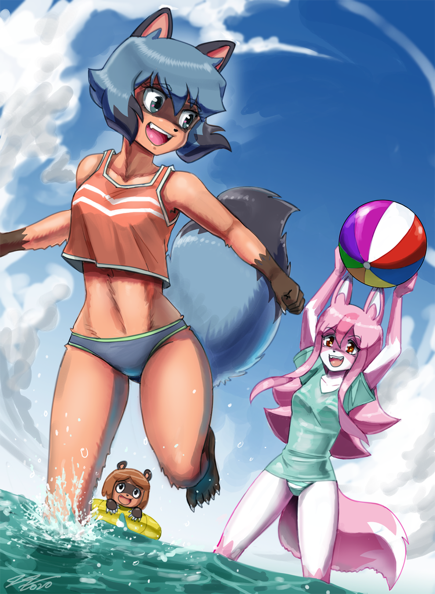 JJcareksims's tweet photo. The heat's sweltering, Night Running playing in the background, and Nazuna Hiwatashi won last week's poll! Also added a little Jackie in there. She's one of my favorites in the show.  #BrandNewAnimal #BNA #BNAビー・エヌ・エー #MichiruKagemori #Nazuna #FANART https://t.co/RLsxmabeQT