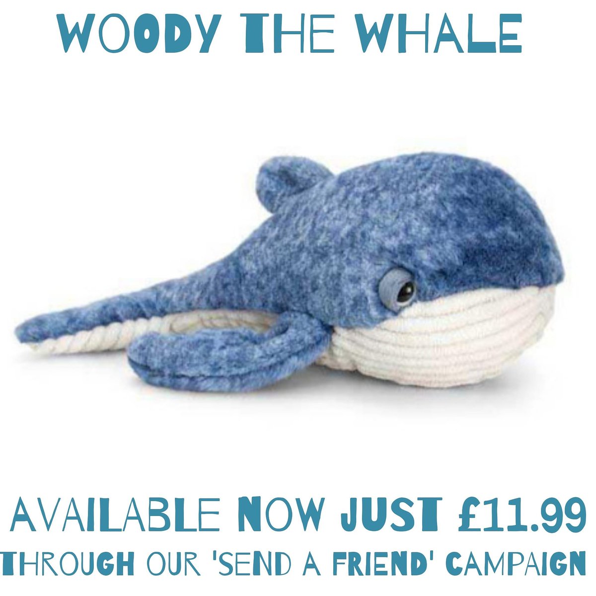 !LOOK WHO'S BACK! 🐳👀💙 Our special mascot toy Woody the Whale is back in stock! Don't forget with every whale toy we sell to you we will also donate 2, (yes TWO!) soft toys in your name to very sick children in hospital! Do something amazing & 'Send a Friend' today! LIB*