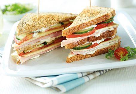 ladypfarms's tweet image. #Multiseed #loaf goes beautifully with cold #delimeats, nutty swiss #cheese, and gherkins, to make this #American style club sandwich. 
This amazing one sandwich will provide 580 calories, 45g carbohydrates, 34g protein, and 29g fat.
(Please inbox us for full recipe)
#ladypfarms