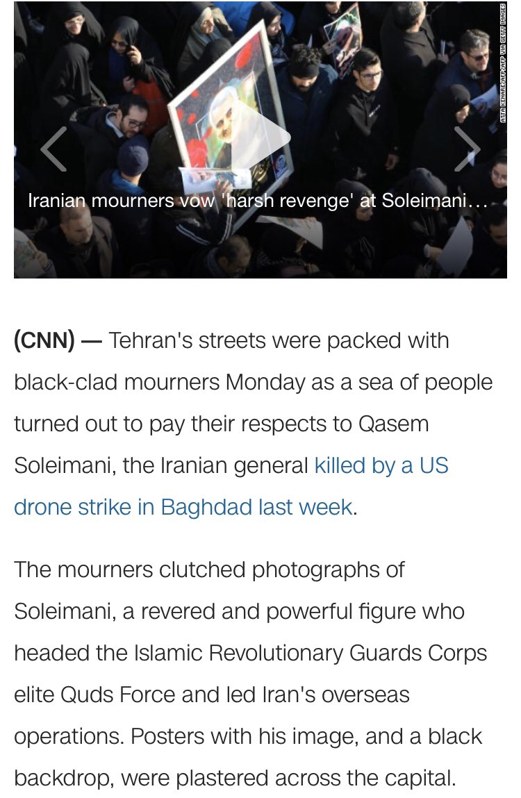 I don’t know how else to put it. Lots of media outlets find Iranian butcher Qasem Soleimani more sympathetic than Bari Weiss. THREADWe’ll start with  @CNN. Soleimani was “revered and powerful” where Weiss was “controversial” for criticizing progressive culture.