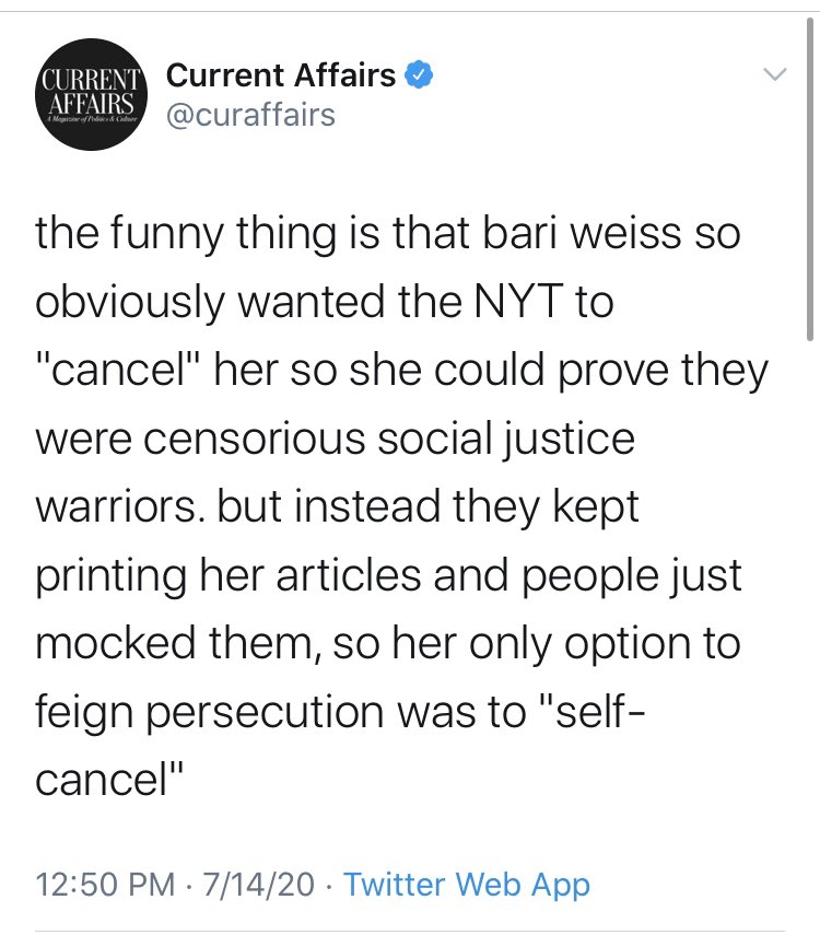  @curaffairs is fine to eulogize Soleimani and criticize Weiss’s supposed attempts to “feign persecution”