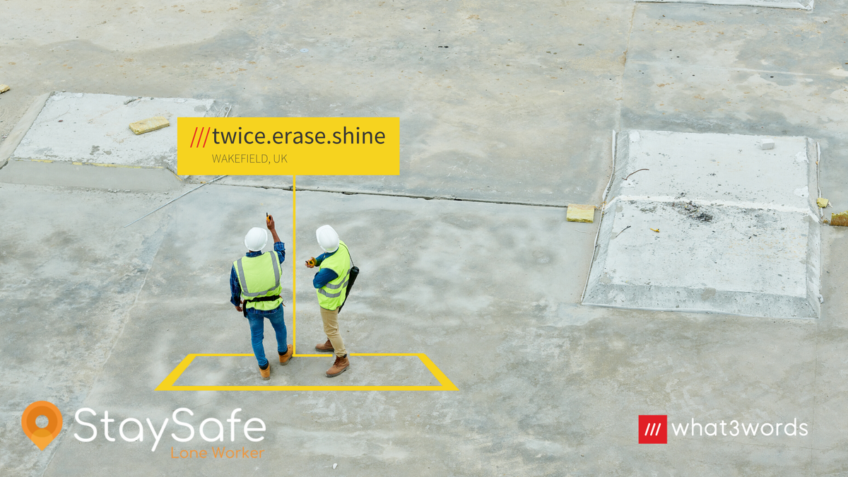 Two workers standing at ///twice.erase.shine