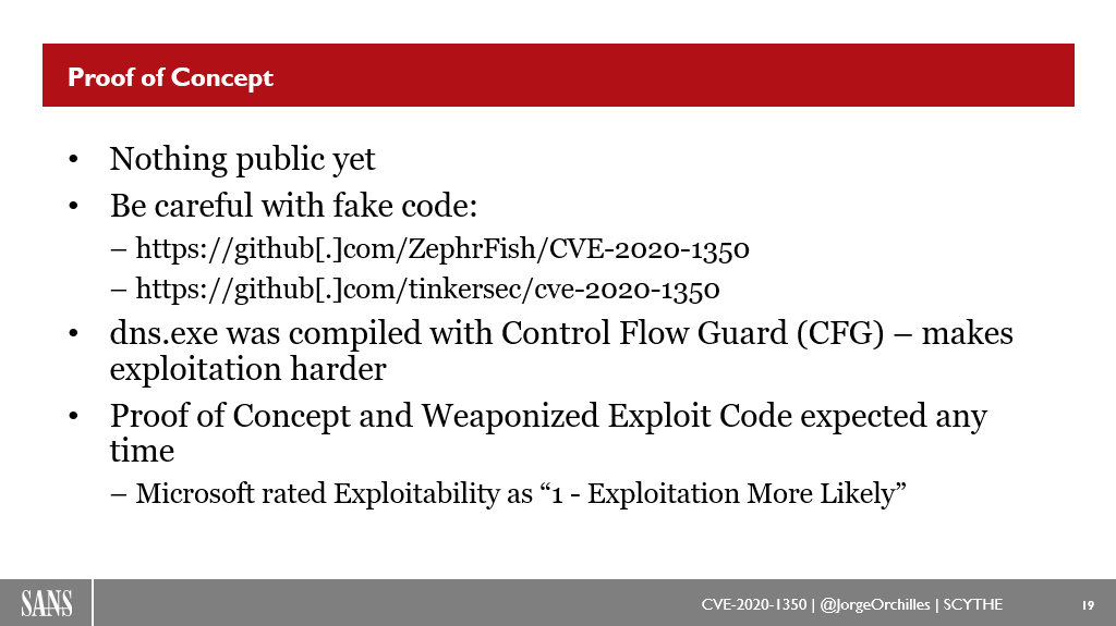 jorgeorchilles's tweet photo. If you ran the CVE-2020-1350 code from Github without reading it, you are now a statistic:  https://t.co/v2ASf9O0nI

Shout out to @ZephrFish @TJ_Null

I mentioned to look at code before running it, especially for CVE-2020-1350 in my SANS talk, slides: https://t.co/mieDMHWOZS https://t.co/xglh8HDw8d