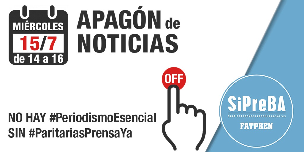 sipreba's tweet photo. 📣No hay #PeriodismoEsencial sin #ParitariasPrensaYA | 
📴Las redacciones organizadas en el SiPreBA realizan un apagón de dispositivos de dos horas como reclamo salarial. Desde abril 2019, con una inflación acumulada que supera el 50%, sólo hubo recomposición paritaria del 15%. https://t.co/lchdeiYX40