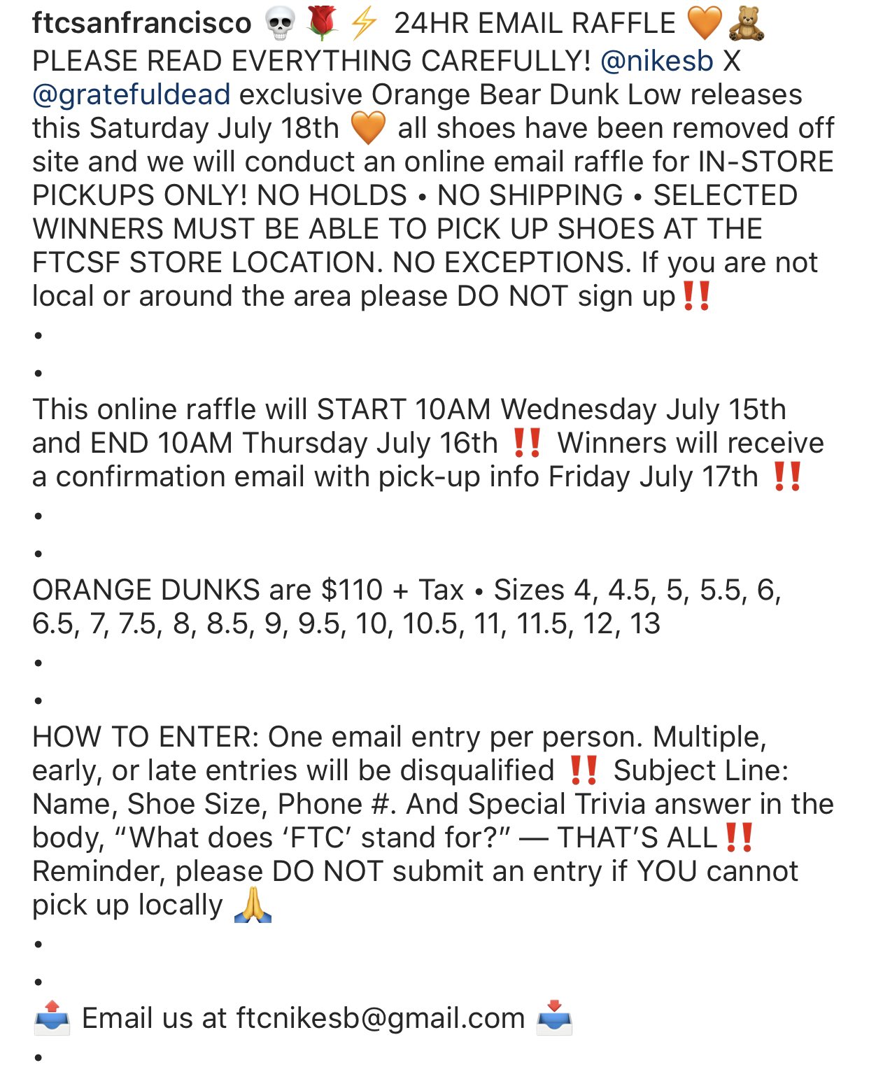 ftc grateful dead raffle