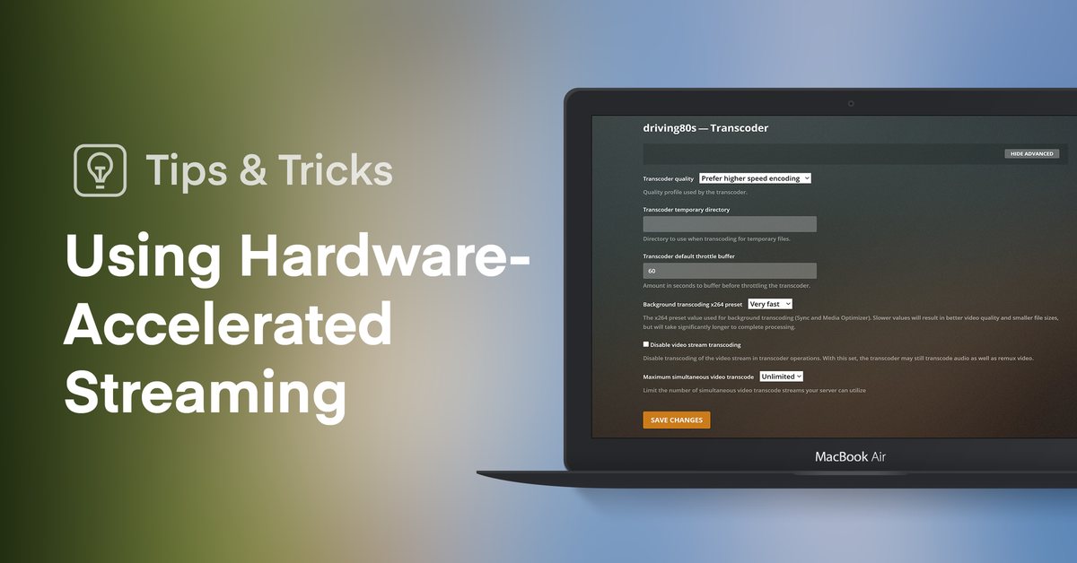 plex's tweet photo. Make the most of your Plex experience with hardware acceleration. By enabling this feature you can get smooth, buffer-free streaming, no matter the device. #PlexTips
Want to learn more? Visit: https://t.co/vJp1pMR3PA https://t.co/22vLaLHsr1