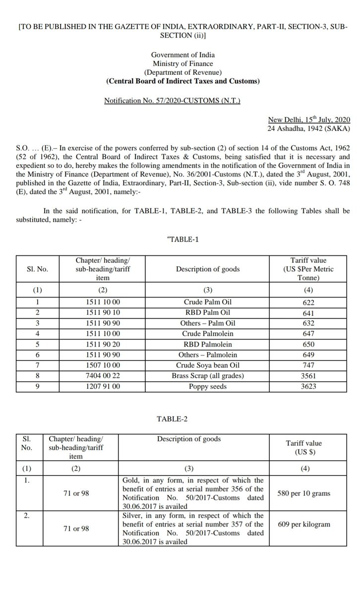 GSTsite's tweet image. #CustomsUpdate : Notification No. 57/2020-CUSTOMS (N.T.) dated 15th July, 2020